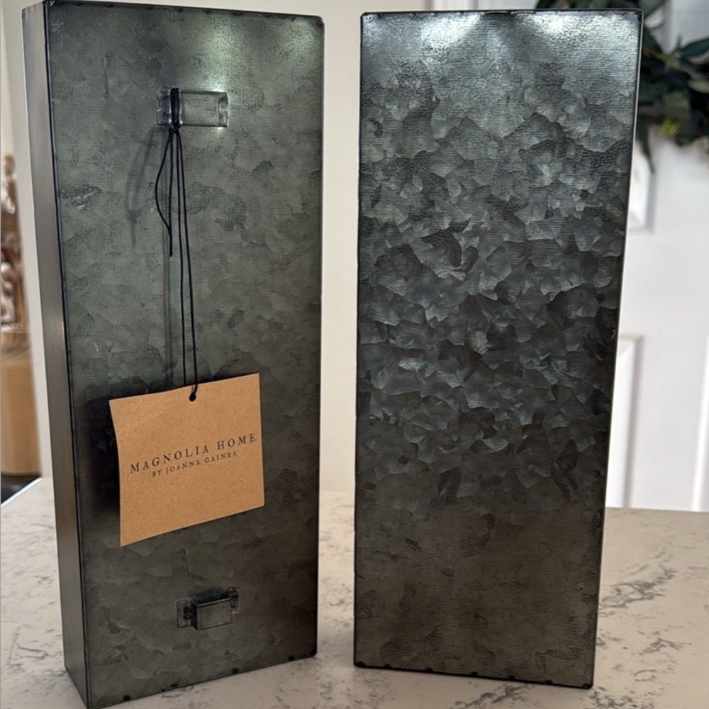 NWT Magnolia Home Galvanized Metal Hanging Pockets - Set of 2